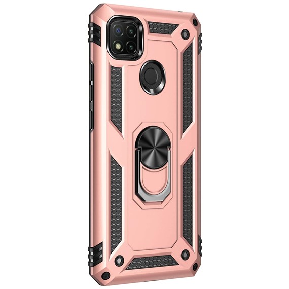 Microsonic Xiaomi Redmi 9C Kılıf Military Ring Holder Rose Gold 2