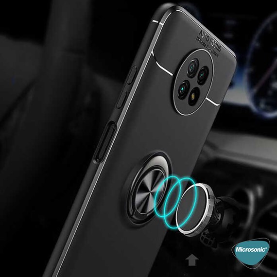 Microsonic Xiaomi Redmi Note 9T Kılıf Kickstand Ring Holder Kırmızı 4