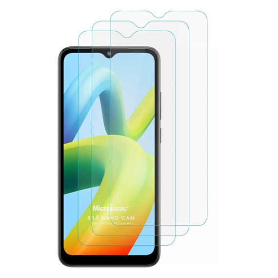 Microsonic Xiaomi Redmi A1 Screen Protector Nano Glass Cam Ekran Koruyucu 3 lü Paket 2