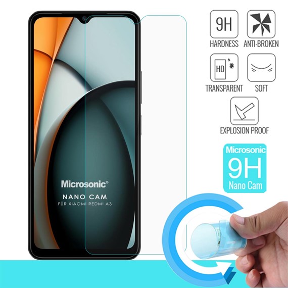 Microsonic Xiaomi Redmi A3 Nano Glass Cam Ekran Koruyucu 2