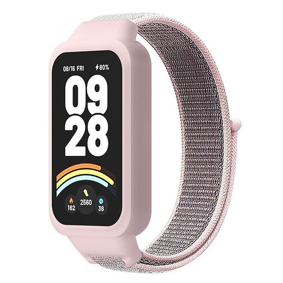 Microsonic Xiaomi Smart Band 9 Active Hasırlı Kordon Woven Sport Loop Pudra 1