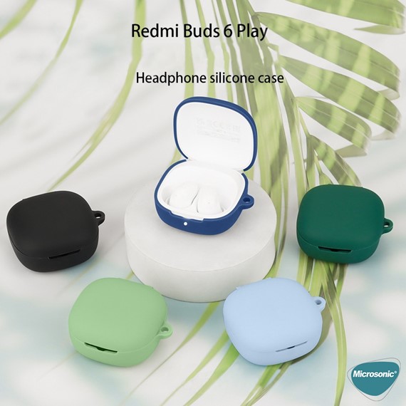 Microsonic Xiaomi Redmi Buds 6 Play Kılıf Askılı Mat Silikon Siyah 8