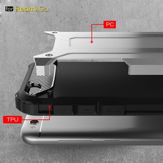 Microsonic Xiaomi Redmi Go Kılıf Rugged Armor Gümüş 4