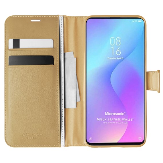 Microsonic Xiaomi Redmi K20 Kılıf Delux Leather Wallet Gold 1