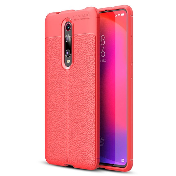 Microsonic Xiaomi Redmi K20 Kılıf Deri Dokulu Silikon Kırmızı 1