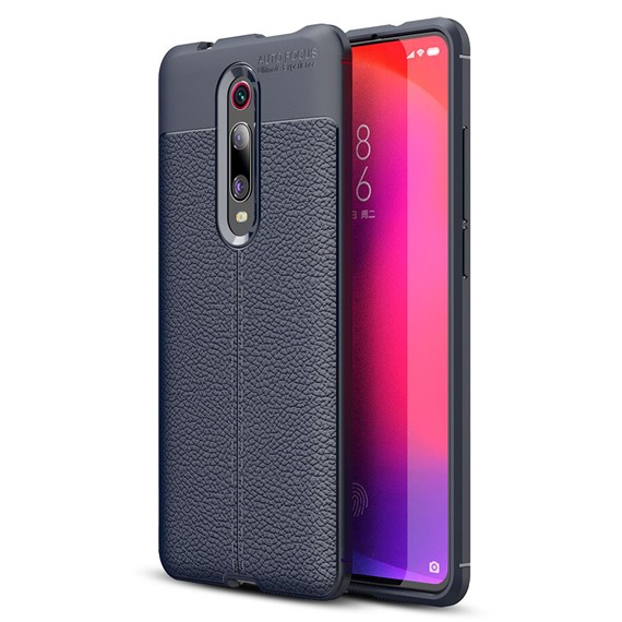 Microsonic Xiaomi Redmi K20 Kılıf Deri Dokulu Silikon Lacivert 1