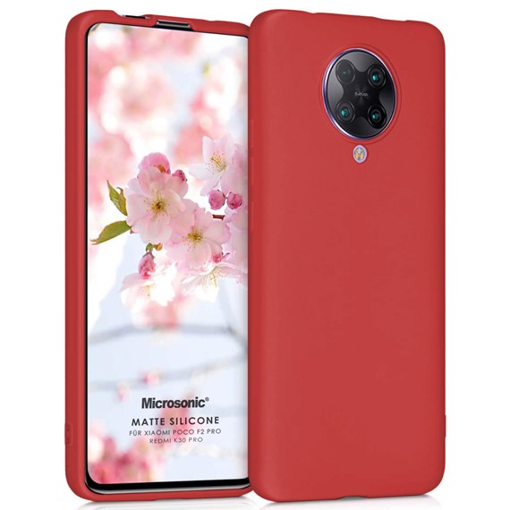 Microsonic Matte Silicone Xiaomi Redmi K30 Pro Kılıf Kırmızı 1