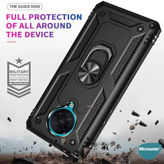 Microsonic Xiaomi Redmi K30 Pro Kılıf Military Ring Holder Lacivert 3