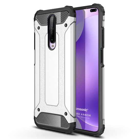 Microsonic Xiaomi Redmi K30 Kılıf Rugged Armor Gümüş 1