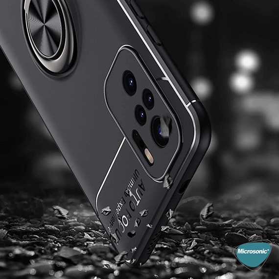 Microsonic Xiaomi Poco M5s Kılıf Kickstand Ring Holder Siyah 3