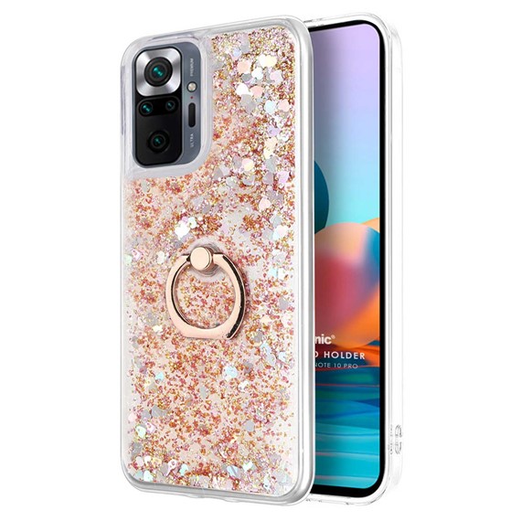 Microsonic Xiaomi Redmi Note 10 Pro Kılıf Glitter Liquid Holder Gold 1