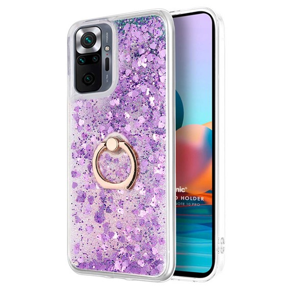 Microsonic Xiaomi Redmi Note 10 Pro Kılıf Glitter Liquid Holder Mor 1