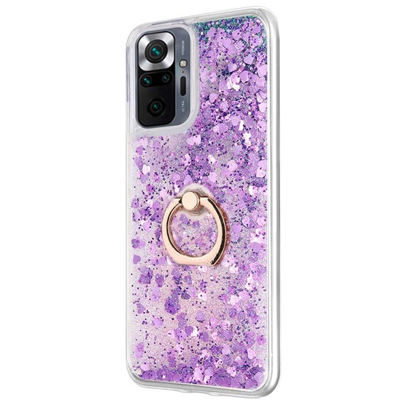 Microsonic Xiaomi Redmi Note 10 Pro Max Kılıf Glitter Liquid Holder Mor 2