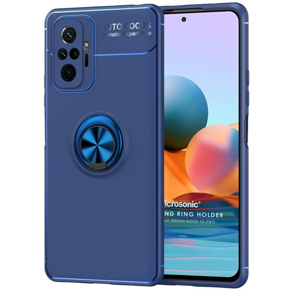 Microsonic Xiaomi Redmi Note 10 Pro Kılıf Kickstand Ring Holder Lacivert 1