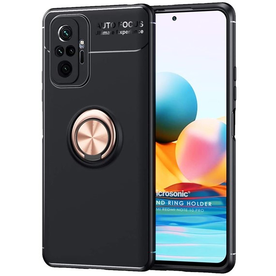 Microsonic Xiaomi Redmi Note 10 Pro Max Kılıf Kickstand Ring Holder Siyah Rose 1