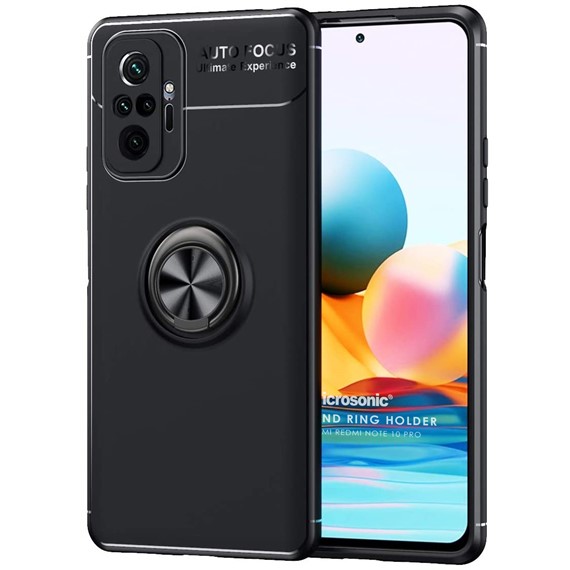 Microsonic Xiaomi Redmi Note 10 Pro Max Kılıf Kickstand Ring Holder Siyah 1