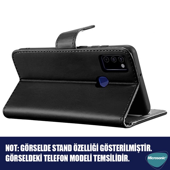 Microsonic Samsung Galaxy M13 Kılıf Delux Leather Wallet Siyah 4
