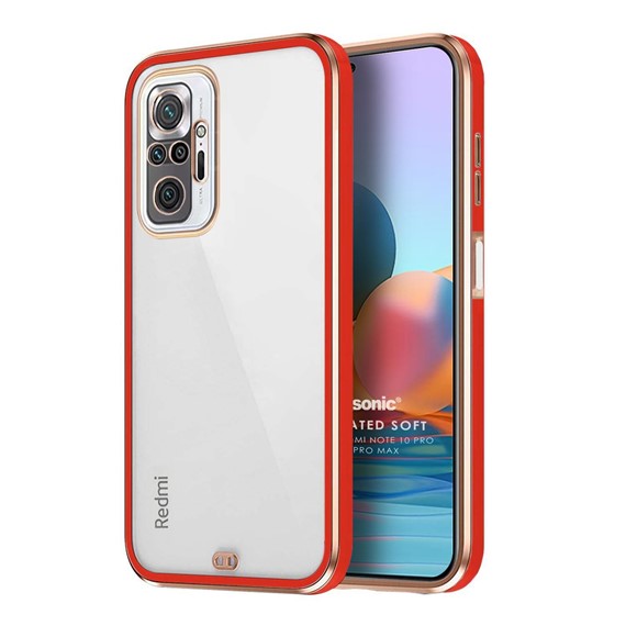 Microsonic Xiaomi Redmi Note 10 Pro Max Kılıf Laser Plated Soft Kırmızı 1