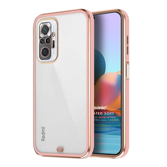 Microsonic Xiaomi Redmi Note 10 Pro Max Kılıf Laser Plated Soft Pembe 1