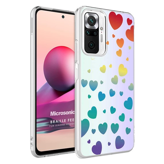 Microsonic Xiaomi Redmi Note 10 Pro Braille Feel Desenli Kılıf Heart 1