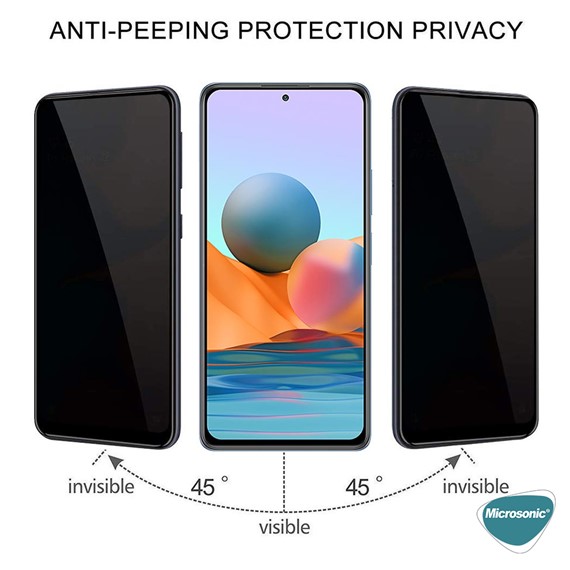 Microsonic Xiaomi Poco M5s Privacy 5D Gizlilik Filtreli Cam Ekran Koruyucu Siyah 2