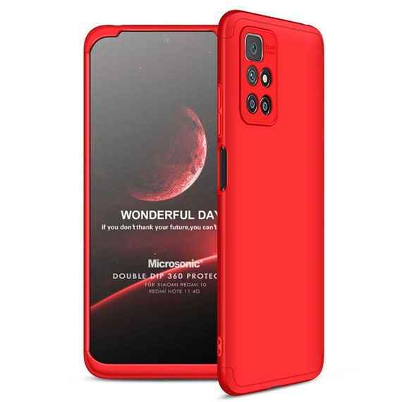 Microsonic Xiaomi Redmi 10 2022 Kılıf Double Dip 360 Protective Kırmızı 1