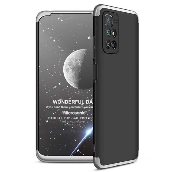 Microsonic Xiaomi Redmi 10 Kılıf Double Dip 360 Protective Siyah Gri 1