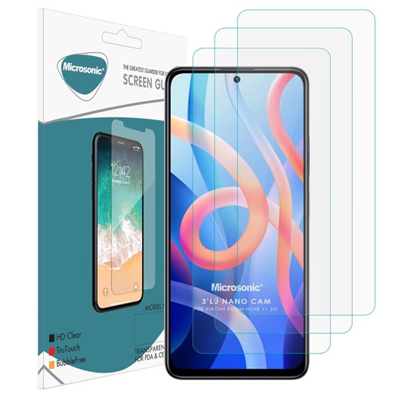 Microsonic Xiaomi Redmi Note 11 Ekran Koruyucu Nano Cam 3 lü Paket 1