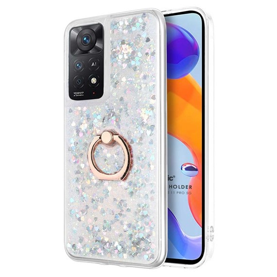 Microsonic Xiaomi Redmi Note 12 Pro 4G Kılıf Glitter Liquid Holder Gümüş 1