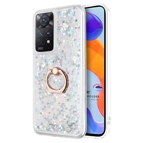 Microsonic Xiaomi Redmi Note 11 Pro 5G Kılıf Glitter Liquid Holder Gümüş 1