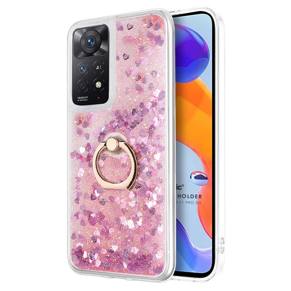 Microsonic Xiaomi Redmi Note 11 Pro 5G Kılıf Glitter Liquid Holder Pembe 1