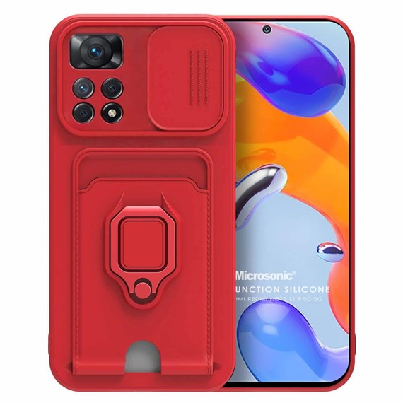 Microsonic Xiaomi Redmi Note 11 Pro 5G Kılıf Multifunction Silicone Kırmızı 1