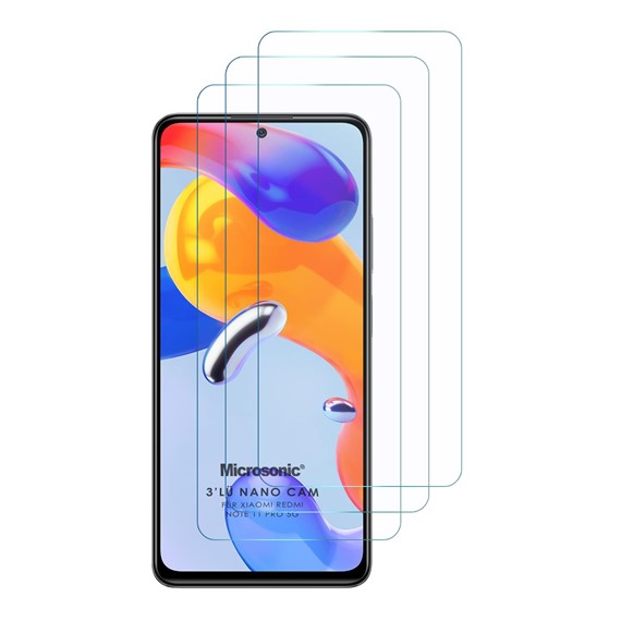 Microsonic Xiaomi Redmi Note 11 Pro 5G Screen Protector Nano Glass Cam Ekran Koruyucu 3 lü Paket 1