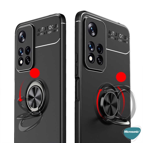 Microsonic Xiaomi Redmi Note 11 Pro Plus Kılıf Kickstand Ring Holder Lacivert 5