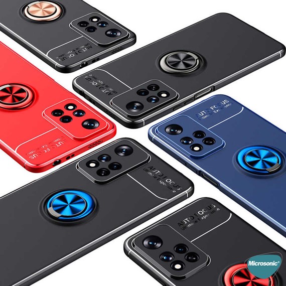 Microsonic Xiaomi Redmi Note 11 Pro Plus Kılıf Kickstand Ring Holder Lacivert 8