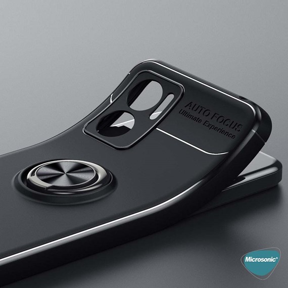 Microsonic Xiaomi Redmi 10 5G Kılıf Kickstand Ring Holder Siyah 2