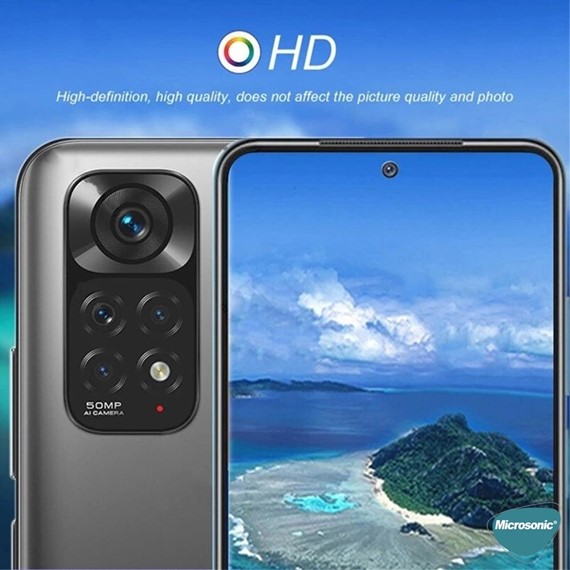 Microsonic Xiaomi Redmi Note 11 Kamera Lens Koruma Camı V2 Siyah 3