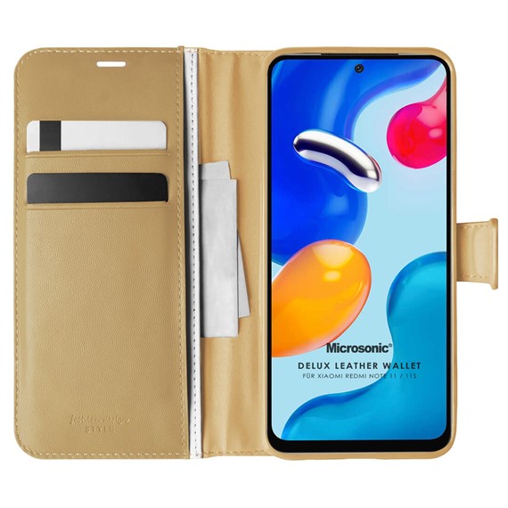 Microsonic Xiaomi Redmi Note 11 Kılıf Delux Leather Wallet Gold 1