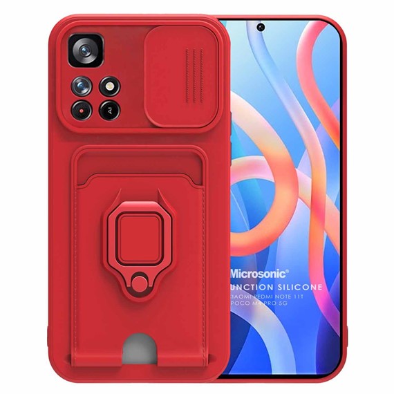 Microsonic Xiaomi Redmi Note 11T Kılıf Multifunction Silicone Kırmızı 1