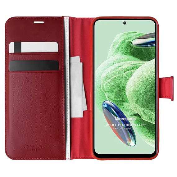 Microsonic Xiaomi Poco X5 5G Kılıf Delux Leather Wallet Kırmızı 1