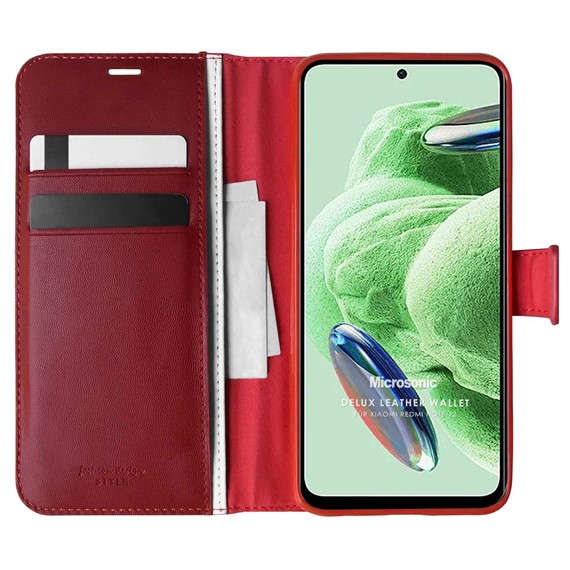 Microsonic Xiaomi Redmi Note 12 Kılıf Delux Leather Wallet Kırmızı 1