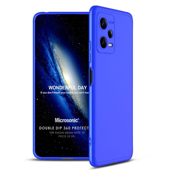 Microsonic Xiaomi Poco X5 5G Kılıf Double Dip 360 Protective Mavi 1