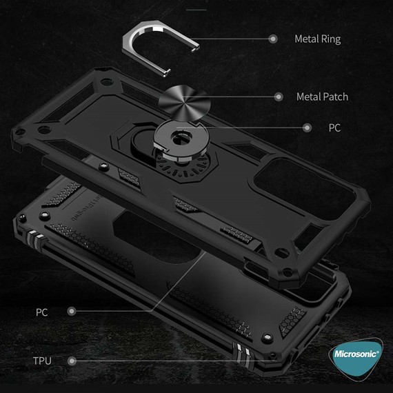 Microsonic Xiaomi Redmi Note 12 Pro 4G Kılıf Military Ring Holder Lacivert 2