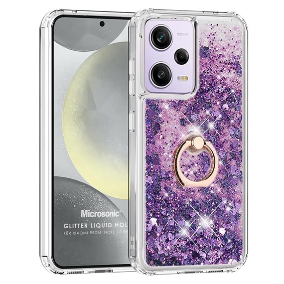 Microsonic Xiaomi Redmi Note 12 Pro 5G Kılıf Glitter Liquid Holder Mor 1