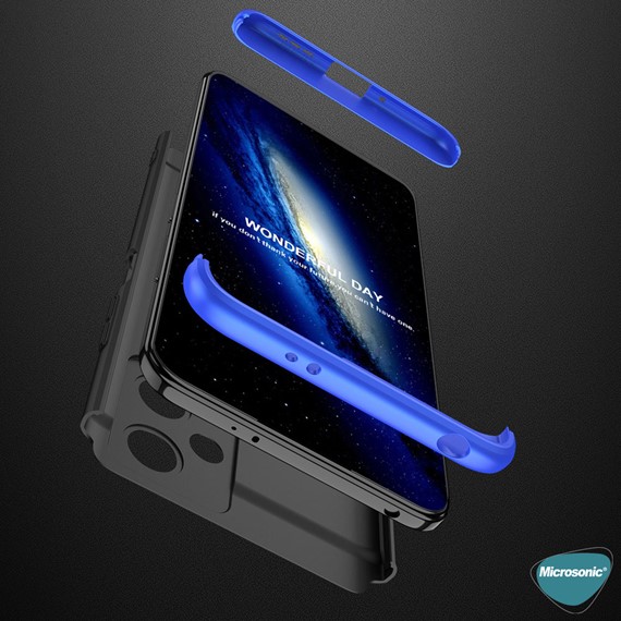 Microsonic Xiaomi Poco X5 5G Kılıf Double Dip 360 Protective Siyah Mavi 4