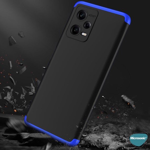 Microsonic Xiaomi Poco X5 5G Kılıf Double Dip 360 Protective Siyah Mavi 6