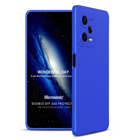 Microsonic Xiaomi Redmi Note 12 Pro Kılıf Double Dip 360 Protective Mavi 1