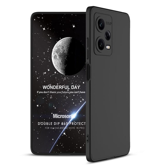 Microsonic Xiaomi Redmi Note 12 Pro Kılıf Double Dip 360 Protective Siyah 1