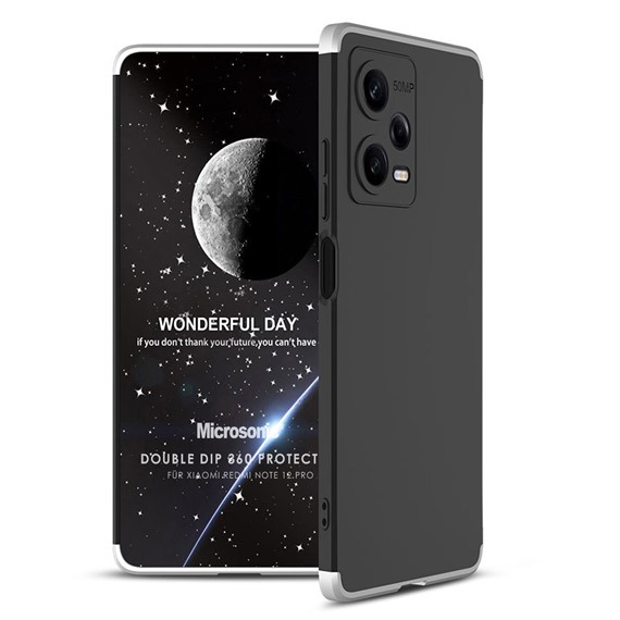 Microsonic Xiaomi Redmi Note 12 Pro Kılıf Double Dip 360 Protective Siyah Gri 1