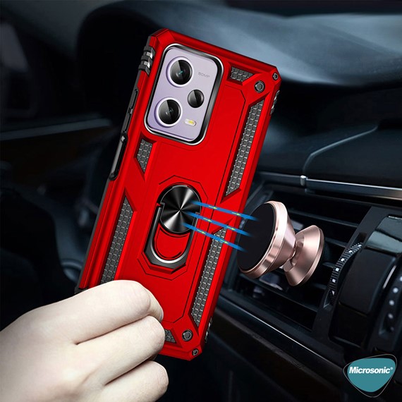 Microsonic Xiaomi Poco X5 Pro Kılıf Military Ring Holder Siyah 3